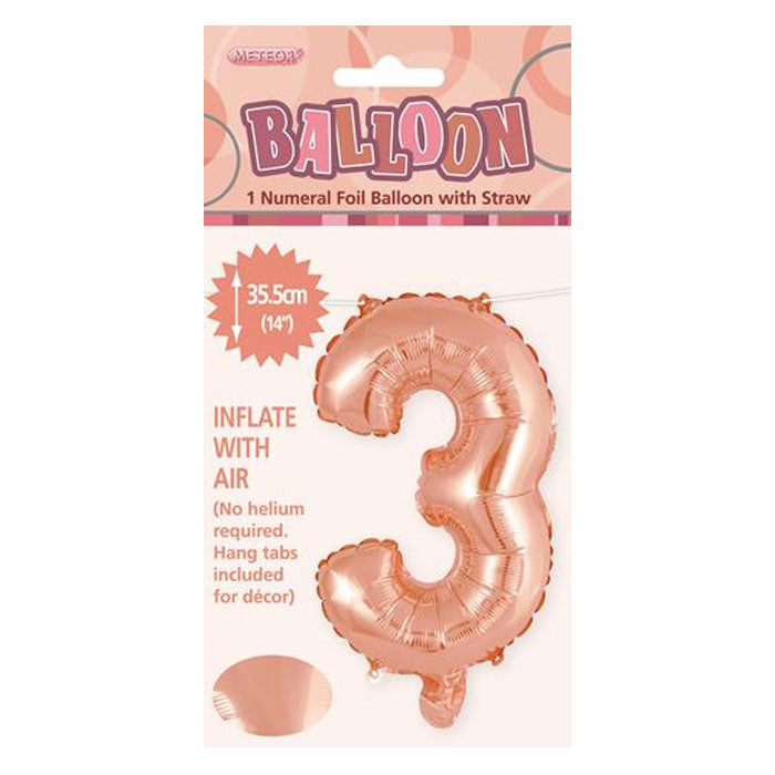 Air Filled Foil 3 Balloon Rose Gold 35cm | The French Kitchen Castle Hill