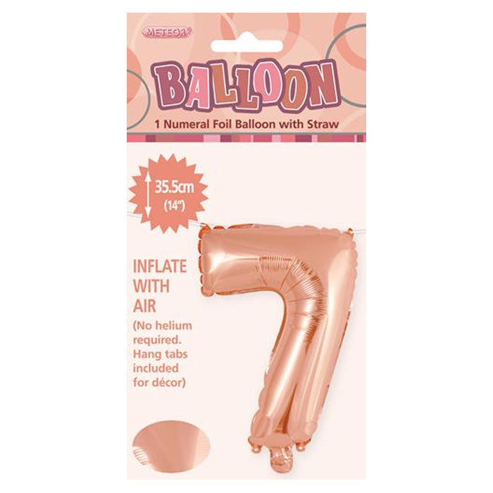 Air Filled Foil 7 Number Balloon Rose Gold 35cm | The French Kitchen Castle Hill