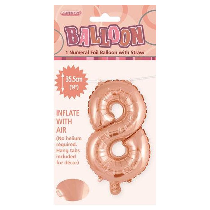 Air Filled Foil 8 Balloon Rose Gold 35cm | The French Kitchen Castle Hill