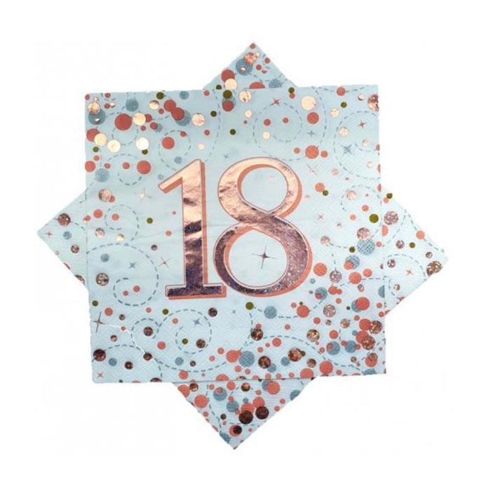 Sparkling Fizz Birthday Napkins | Rose Gold & White