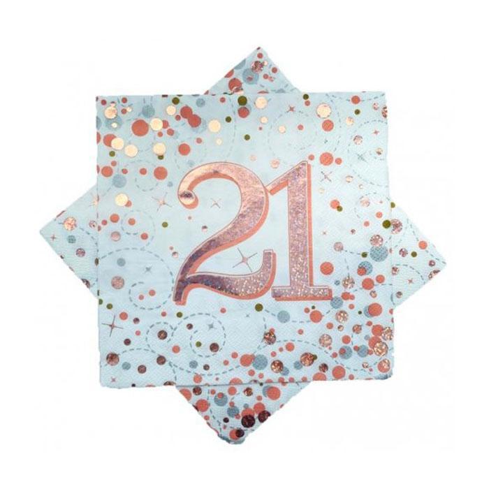 Sparkling Fizz Birthday Napkins | Rose Gold & White