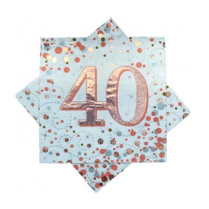 Sparkling Fizz Birthday Napkins | Rose Gold & White