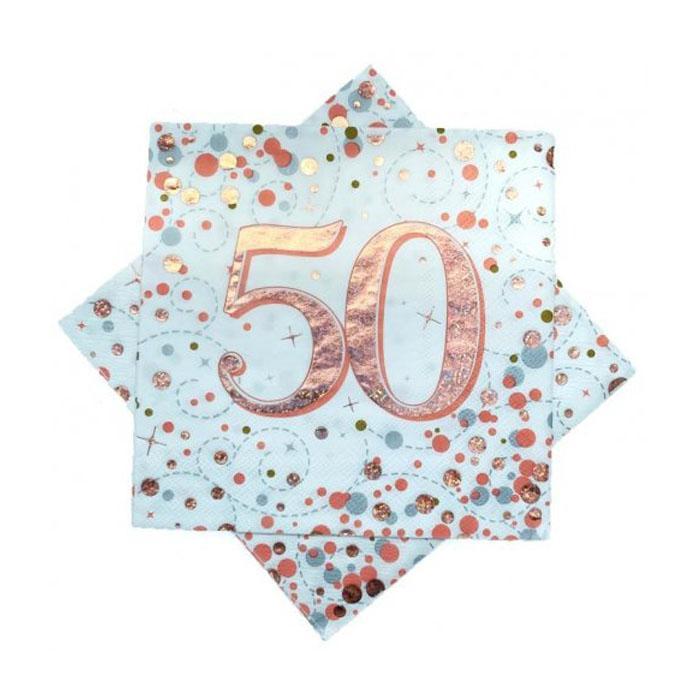 Sparkling Fizz Birthday Napkins | Rose Gold & White