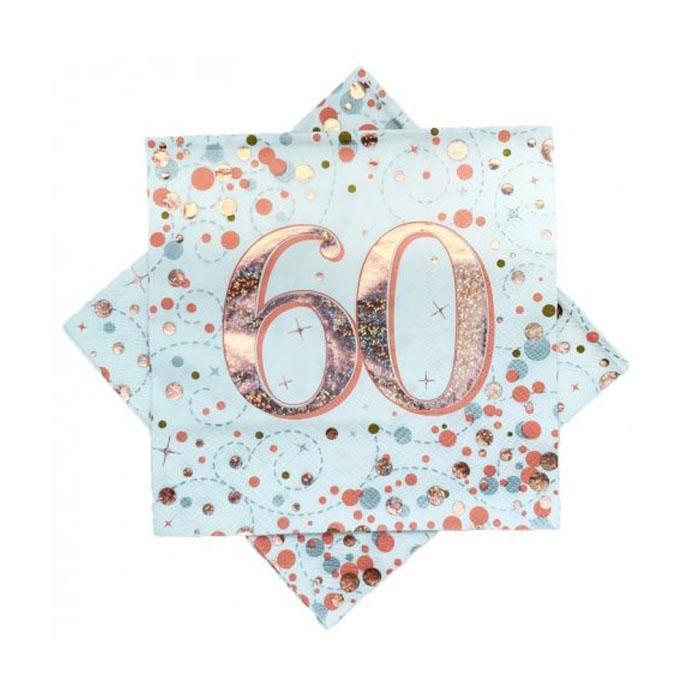 Sparkling Fizz Birthday Napkins | Rose Gold & White