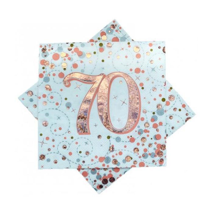 Sparkling Fizz Birthday Napkins | Rose Gold & White