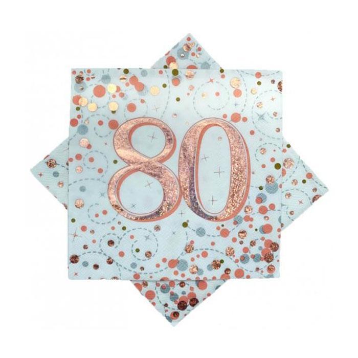 Sparkling Fizz Birthday Napkins | Rose Gold & White
