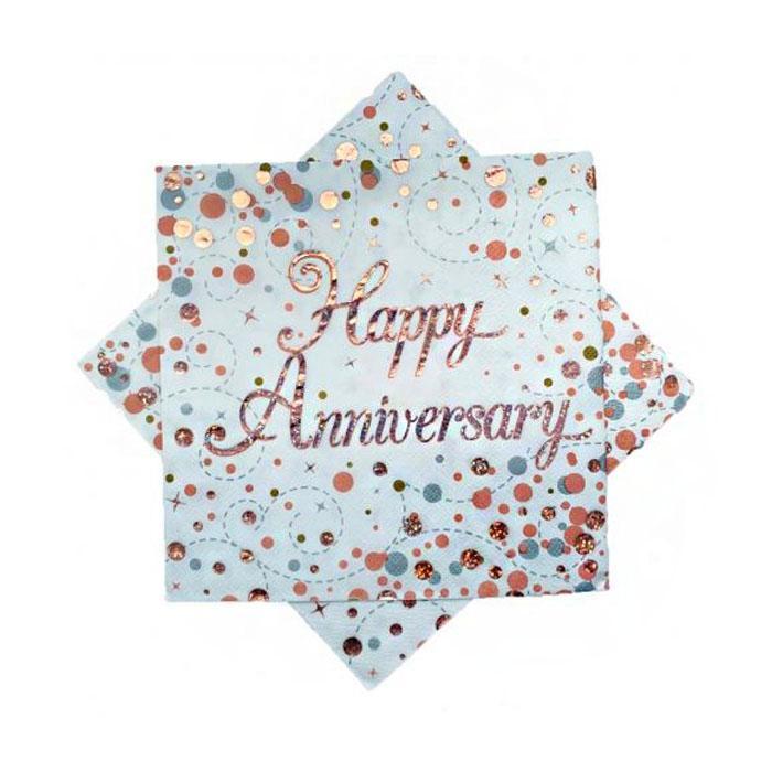 Sparkling Fizz Anniversary Napkins | Rose Gold & White