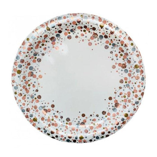 Sparkling Fizz Plates | Rose Gold & White