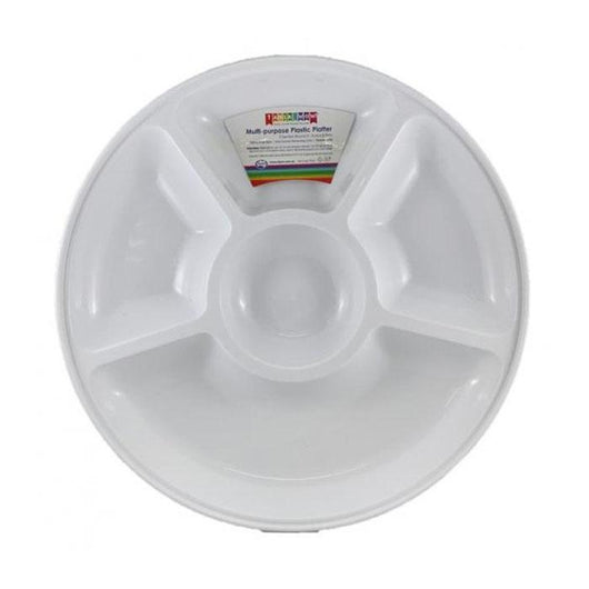 Multi-Purpose Plastic Platter | Five Sectioned Round