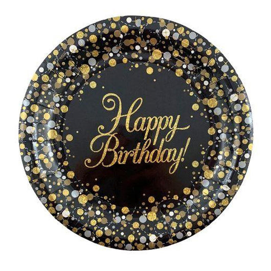 Black & Gold Happy Birthday Plate | The French Kitchen Castle Hill