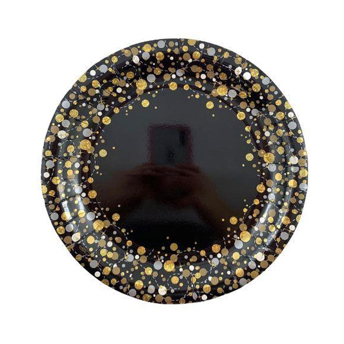 Sparkling Fizz Plates | Gold & Black