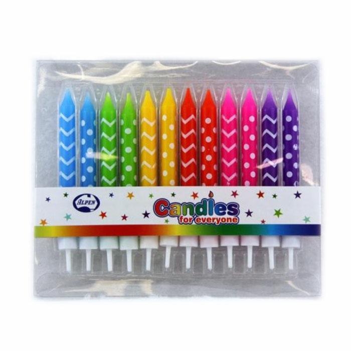 Mixed Dotted Striped Candles