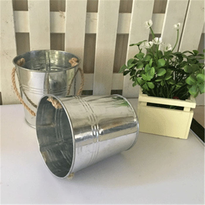 Rustic Silver Tin Bucket