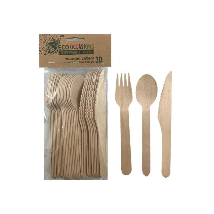 Assorted Wooden Cutlery | 30pk